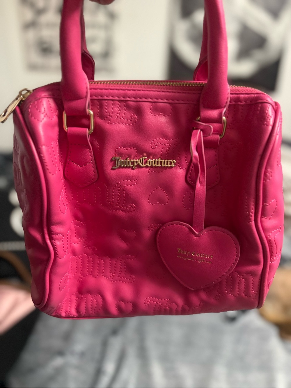 Juicy Couture Bright Pink Heart Charm Satchel